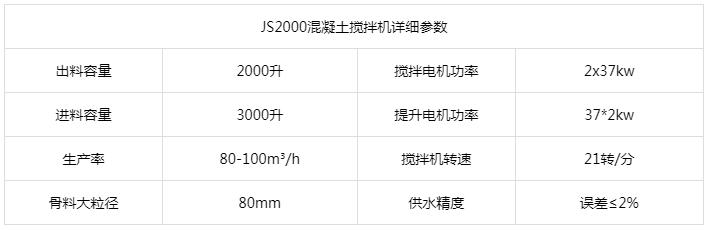 JS2000混凝土攪拌機參數